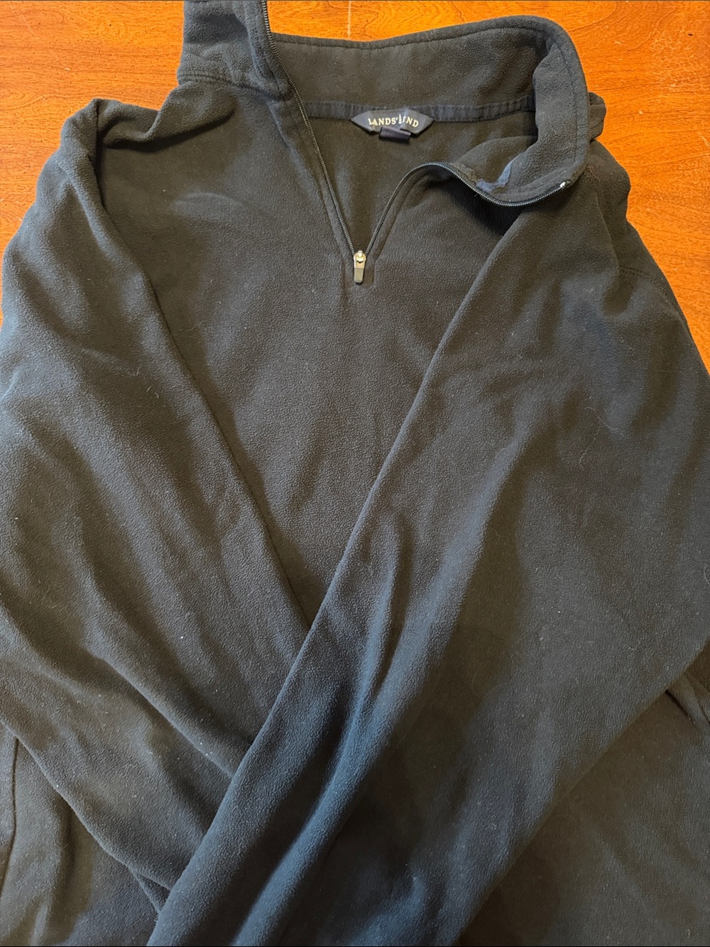 Lands' End Kids Black Quarter-Zip Fleece Sweatshirt, XL 18-20